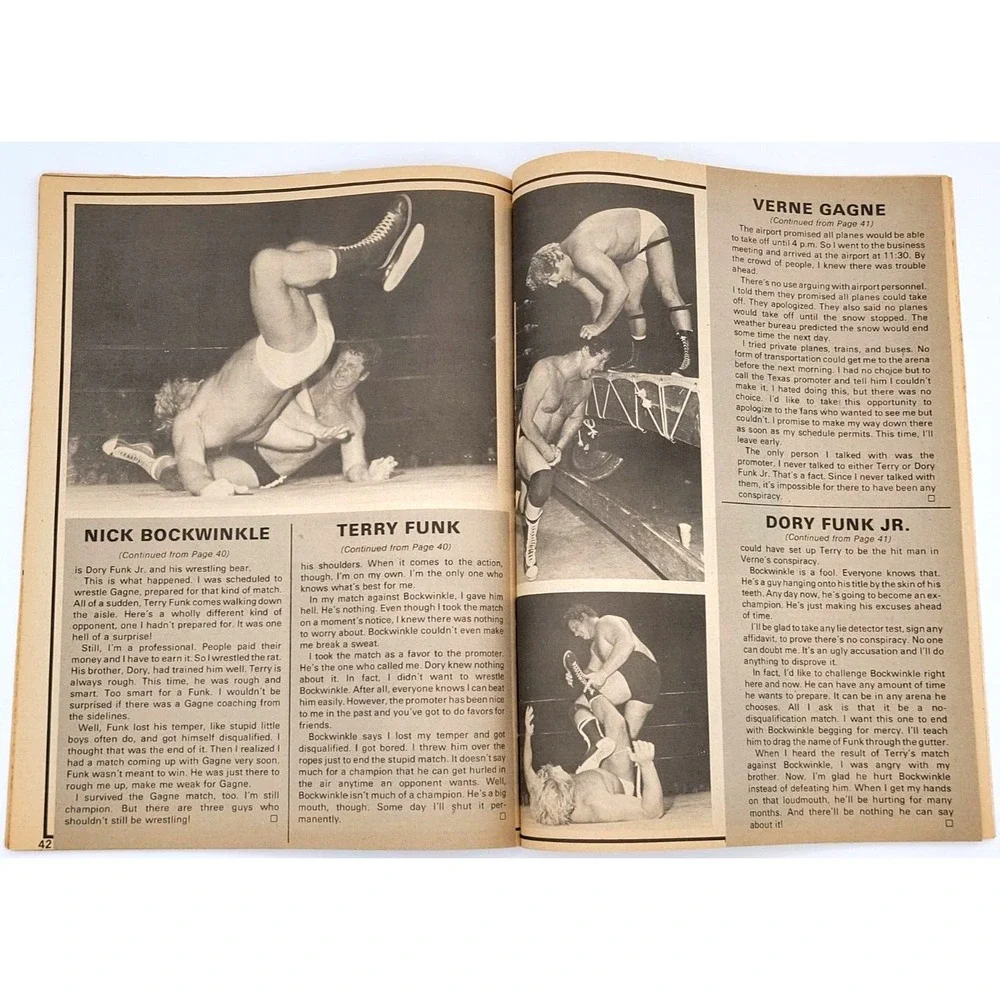 THE WRESTLER MARCH 1978 RIC FLAIR NICK BOCKWINKLE TERRY‎ FUNK BOB BRAZIL